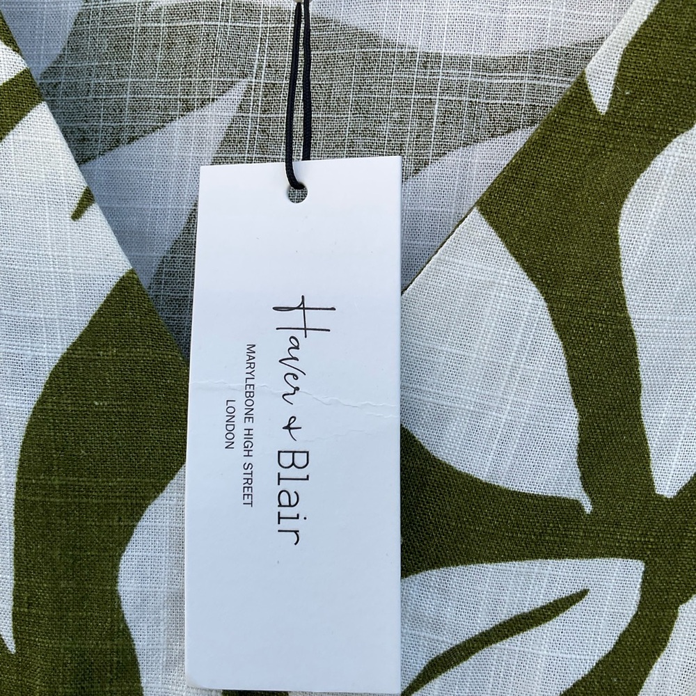 Haver & Blair Olive Green Leaf Print Women's Top - Picture 5 of 5